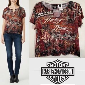 Vintage Harley-Davidson Y2K Grunge Graffiti Graphic Tee XXL